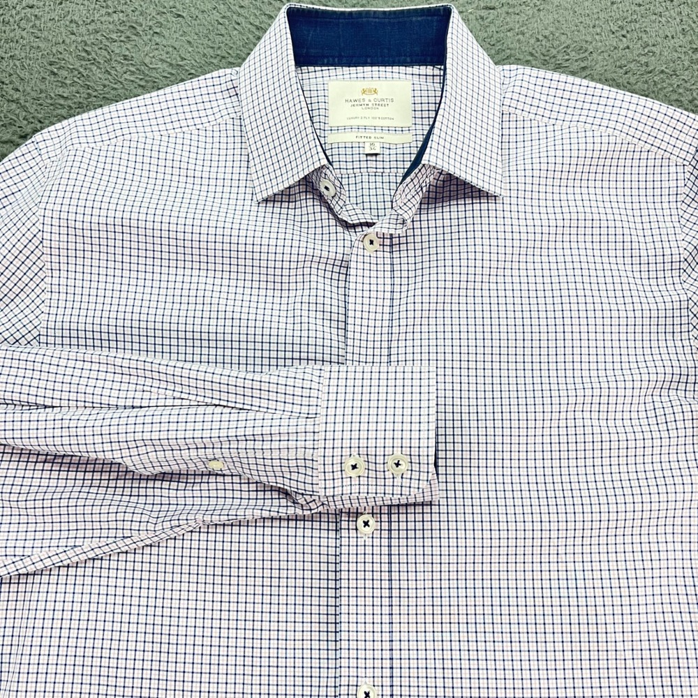 Hawes &‎ Curtis Jermyn Street Fitted Slim Check Dress Shirt Men 16 34